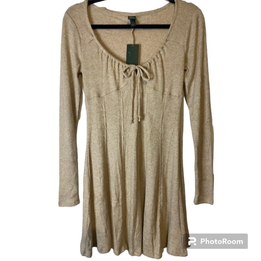 Women's Wild Fable Long Sleeve shimmering Ribbed Knit Dress